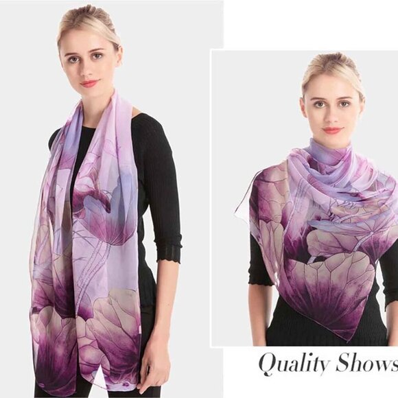 2 Pcs Scarfs for Women Lightweight Scarves Fashion Floral Print Shawls Holiday G - Picture 4 of 6